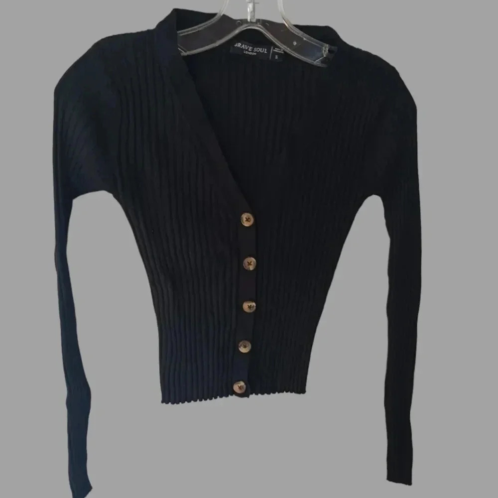 Brave soul front button ribbed top size small